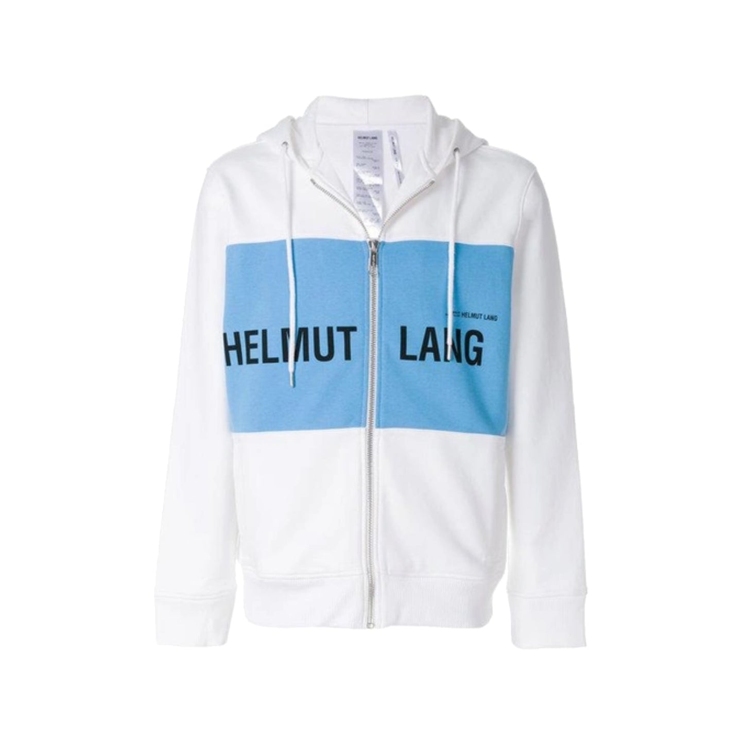 Helmut Lang Logo Zip Up Hoodie White/Blue