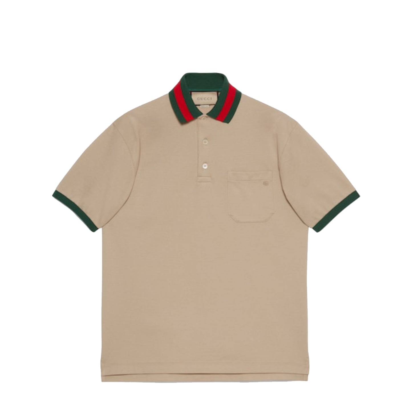 Gucci Cotton Piquet Web Collar Polo Beige