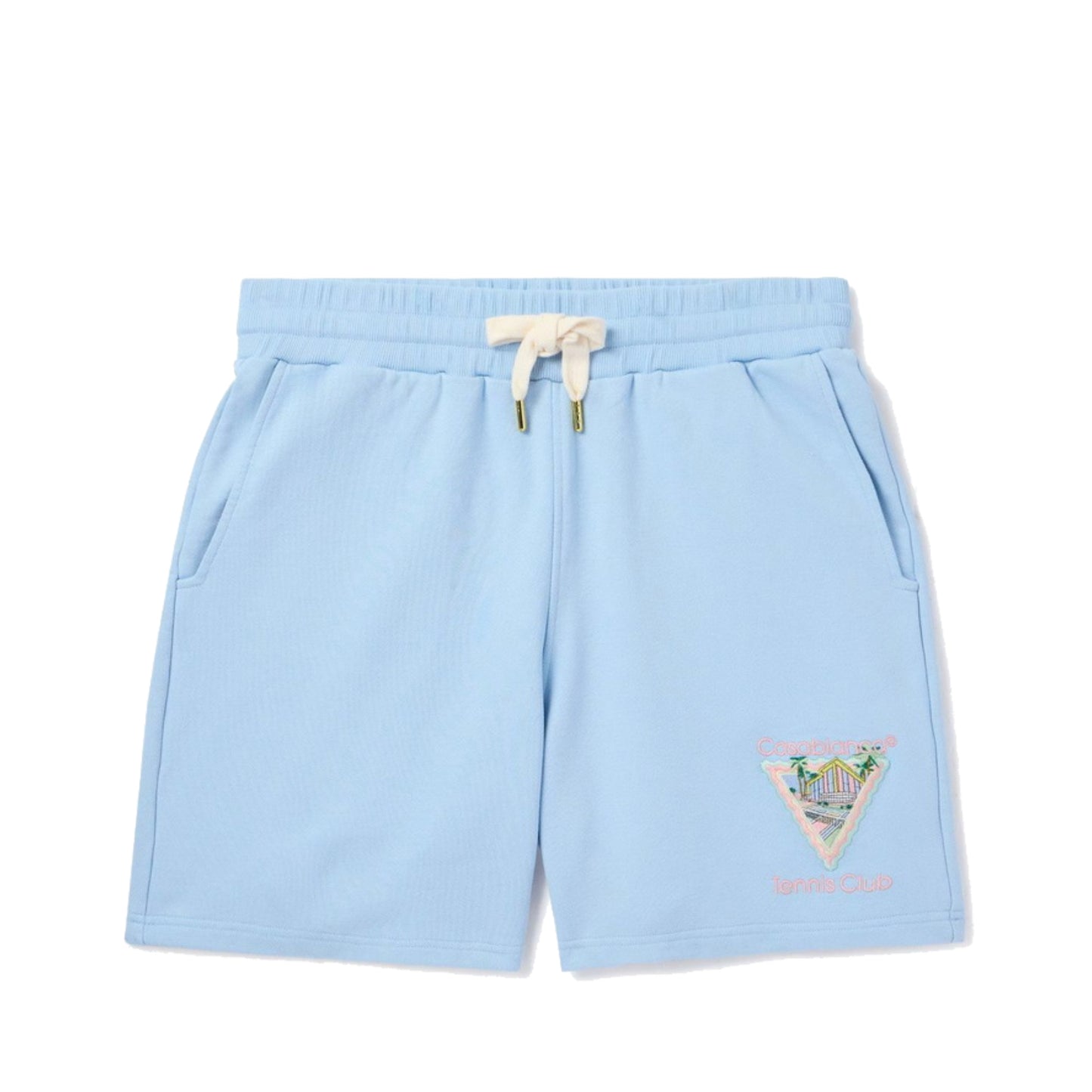 Casablanca Maison De Reve Embroidered Logo Cotton Jersey Shorts Blue