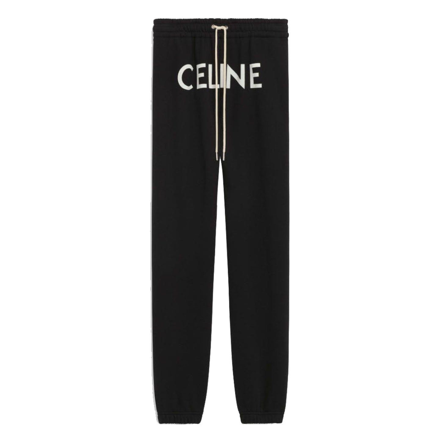 Celine Cotton Fleece Track Pants Black/White