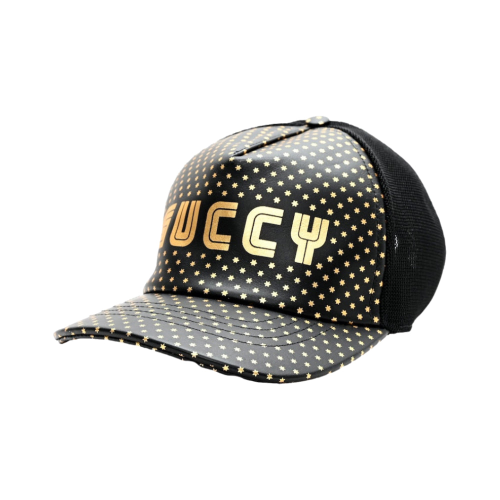 Gucci x Sega Guccy Stars Leather Hat Black Gold (Size 58 cm)