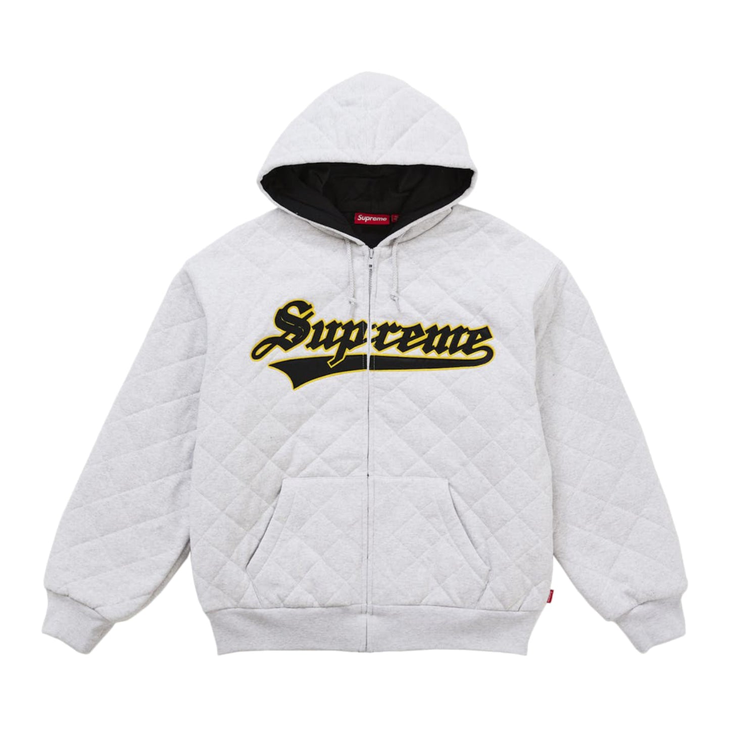 Supreme Quilted Zip Up Hooded Sweatshirt Ash Grey