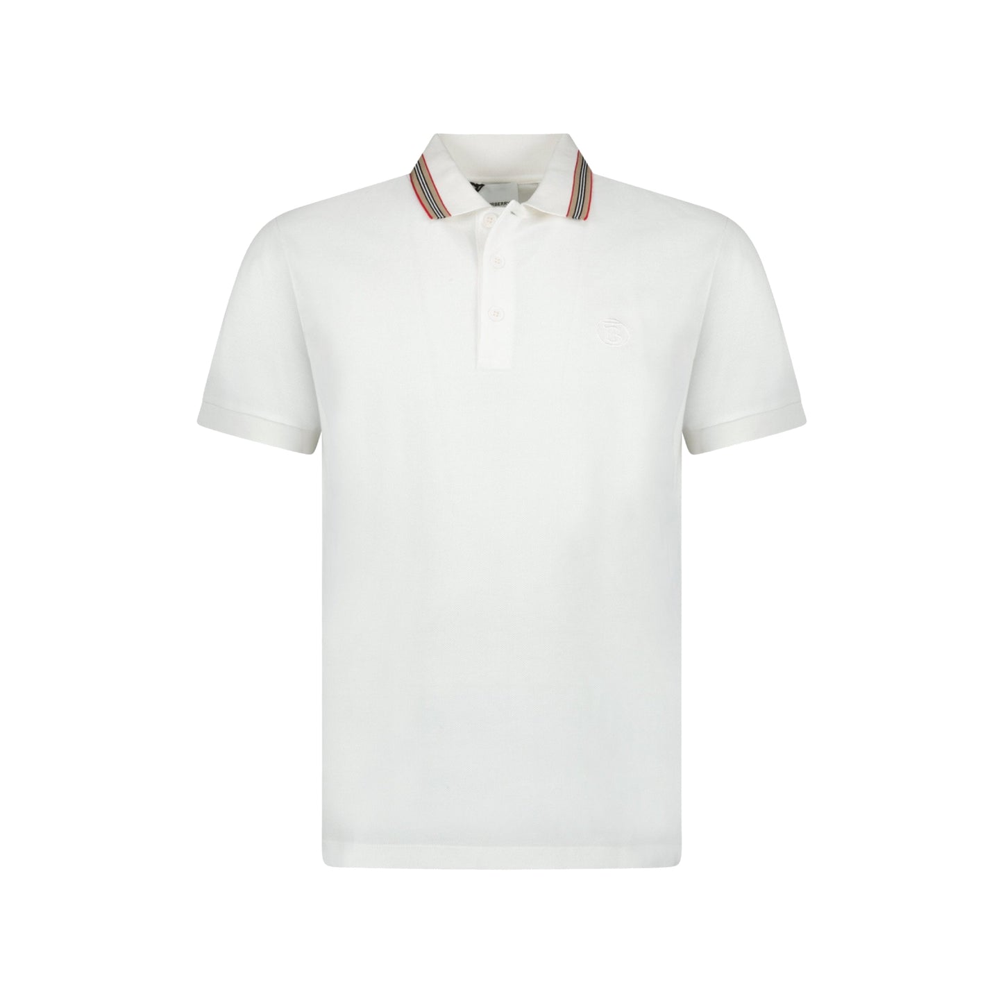 Burberry TB Embroidered Logo Cotton Piqué Polo Shirt White
