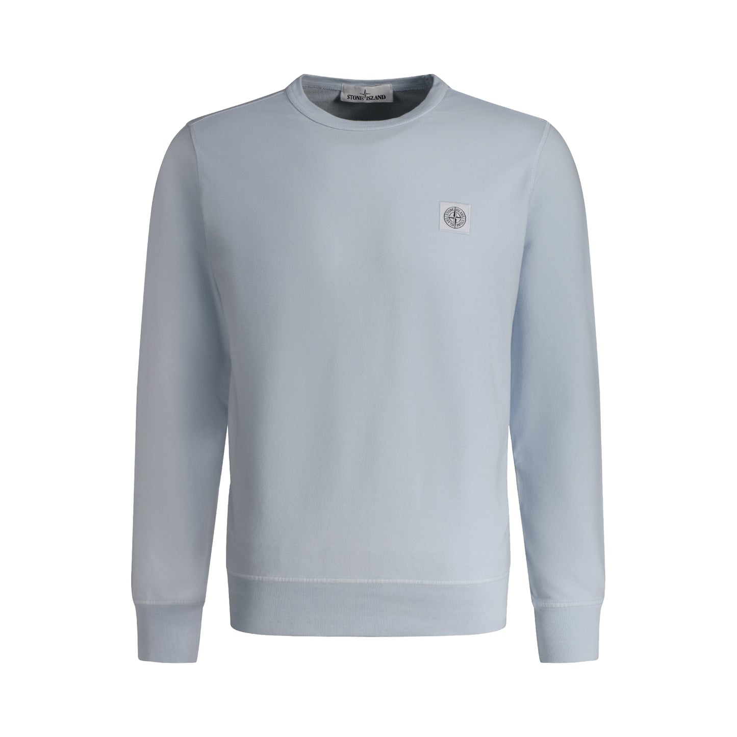 Stone Island Chest Patch Logo Crewneck Sweatshirt Light Blue