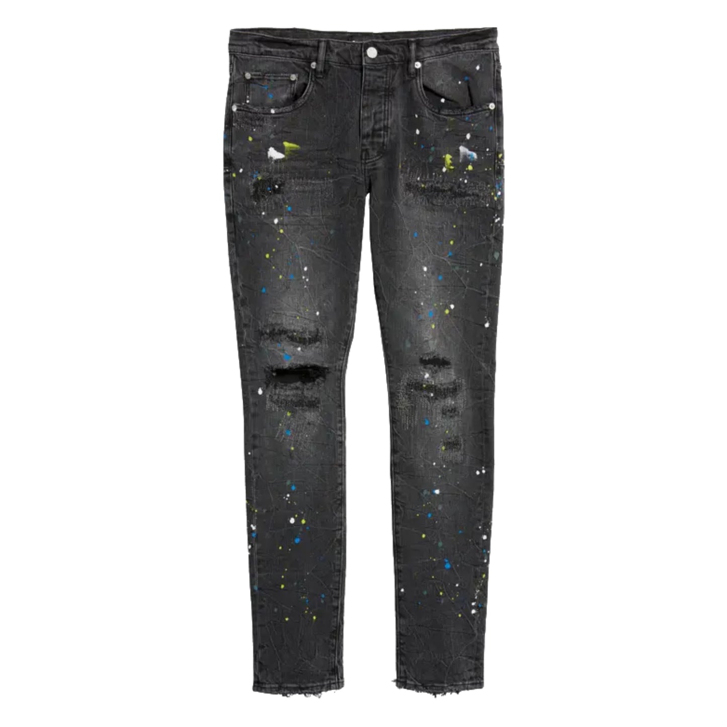 Purple Brand Paint Splatter Ripped Knee Jeans Black