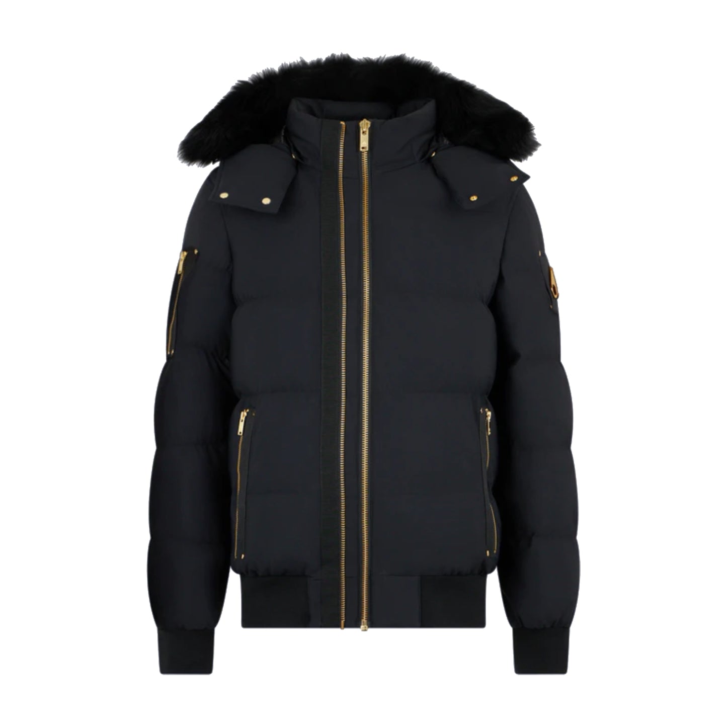 Moose Knuckles Gold Series Stagg Shearling Trim Bomber Jacket Black/Black