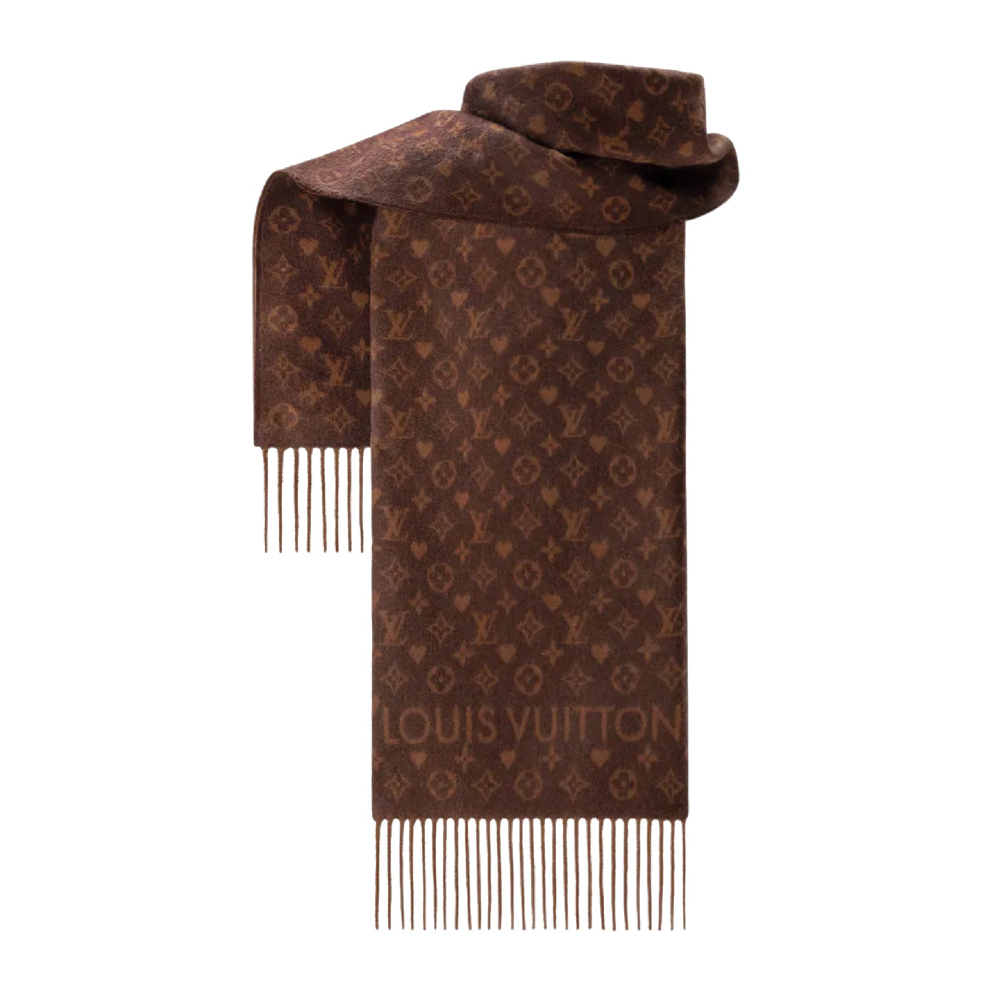 Louis Vuitton Monogram Jacquard Game On Cashmere Scarf Brown