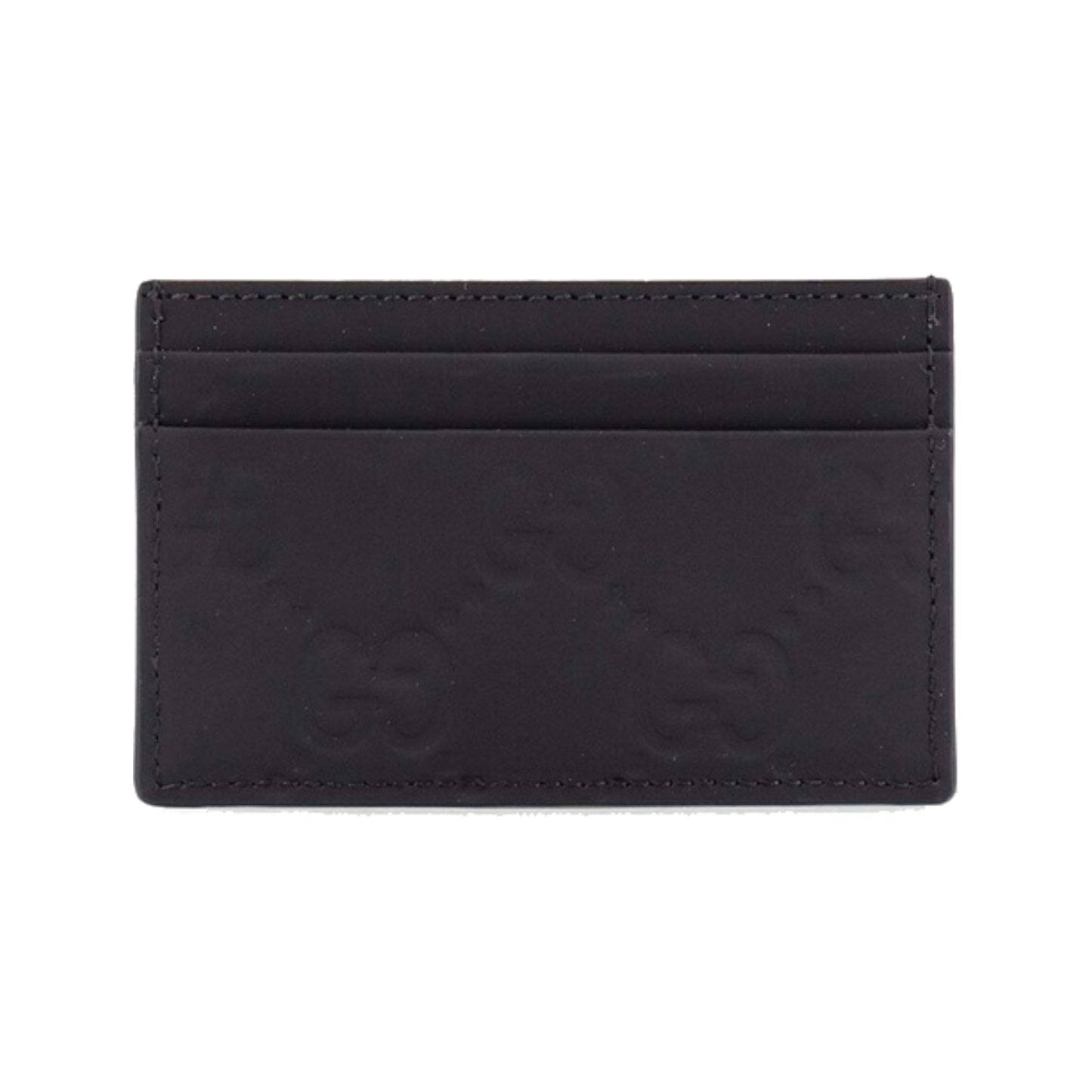 Gucci Jumbo GG Logo Embossed Leather Cardholder Black