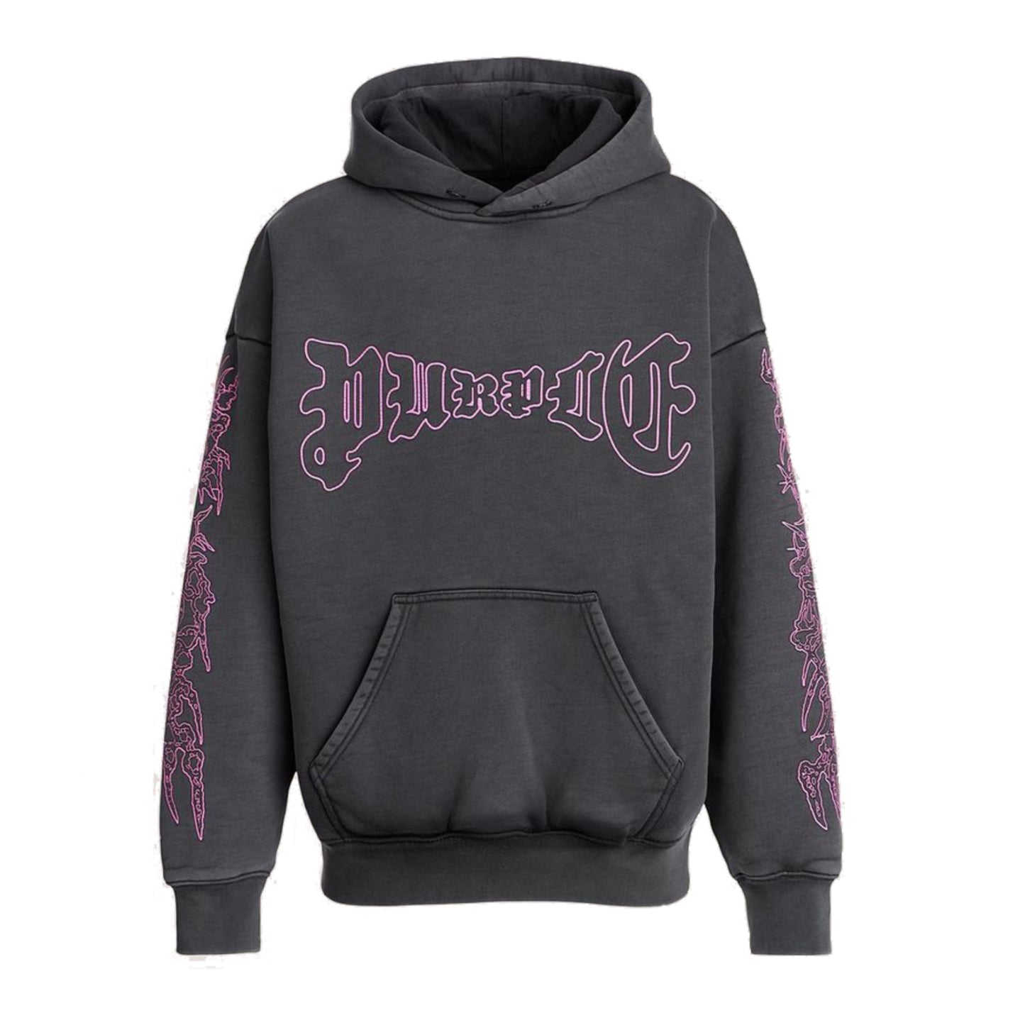 Purple Brand Arched Gothic Hoodie Washed Black/Purple