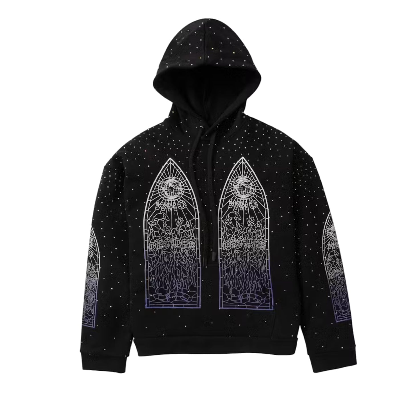 Who Decides War Rhinestone Hooded Pullover Black