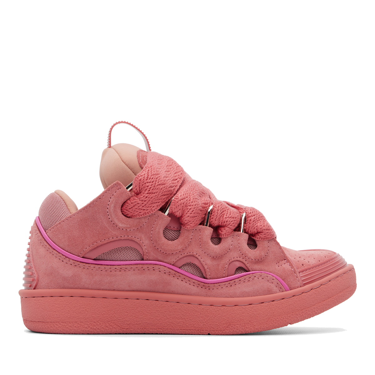 Lanvin Curb Monochrome Suede Sneakers Pink