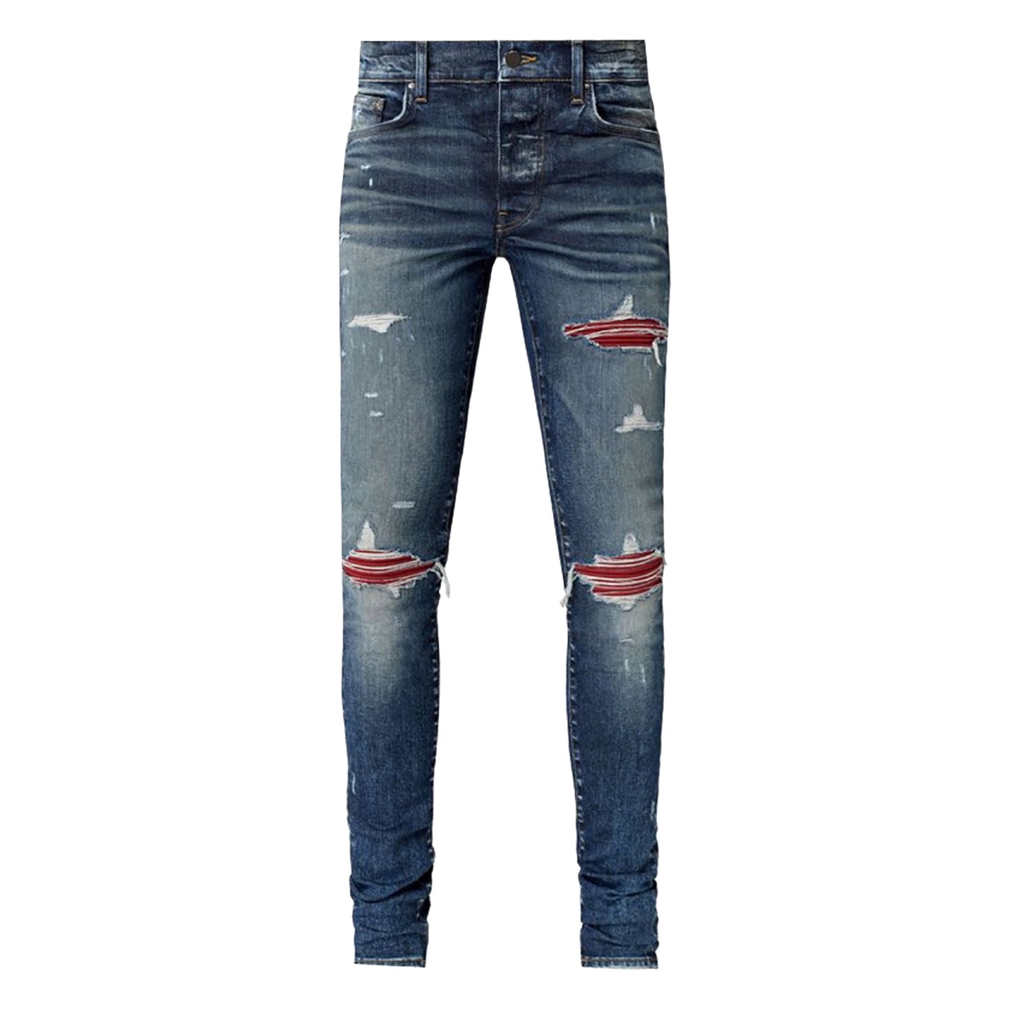 Amiri MX1 Ultra Suede Red Patch Jeans Classic Deep Indigo