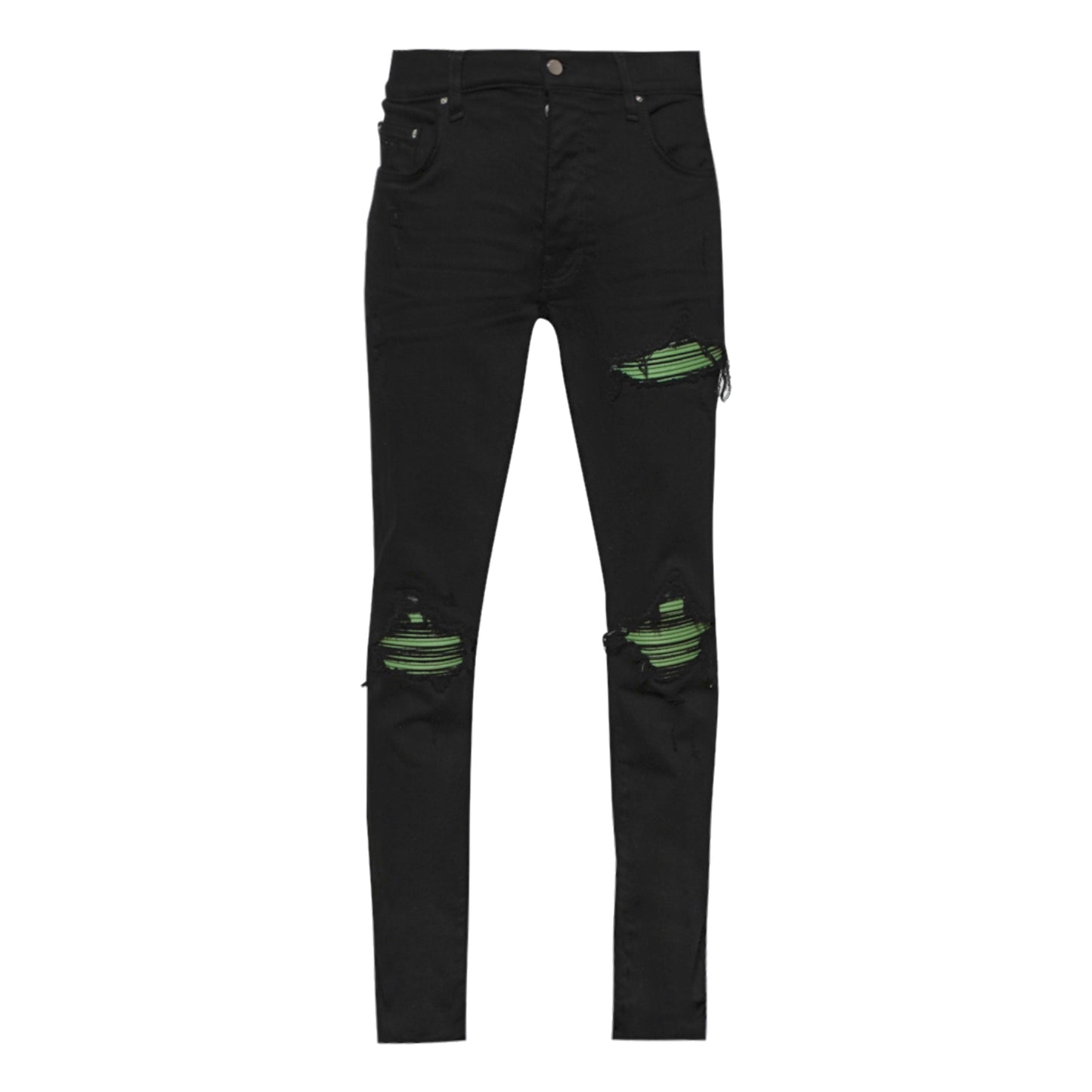 Amiri Moulant MX1 Ultra Suede Green Patch Jeans Black