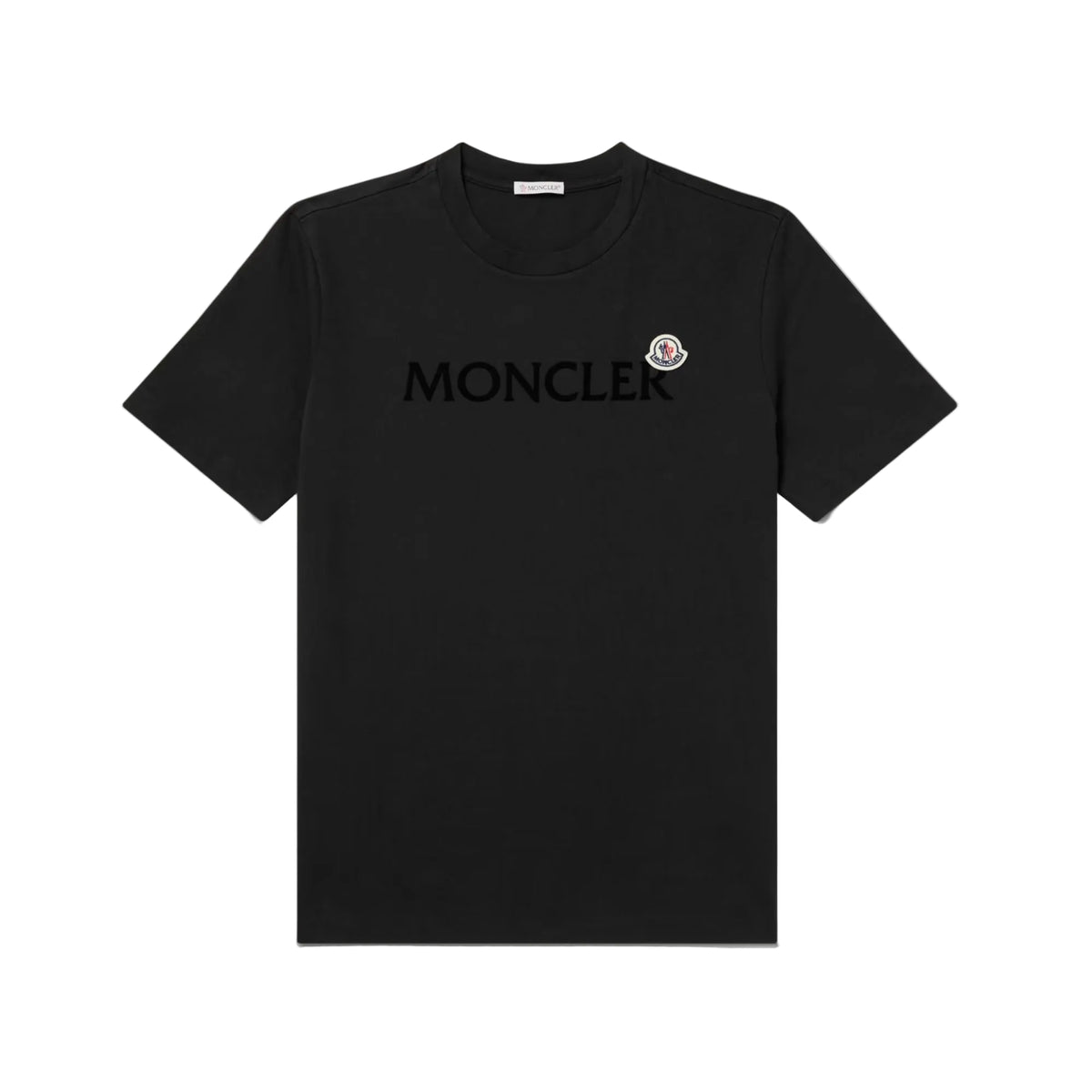 Moncler Flocked Logo Cotton T-Shirt Black