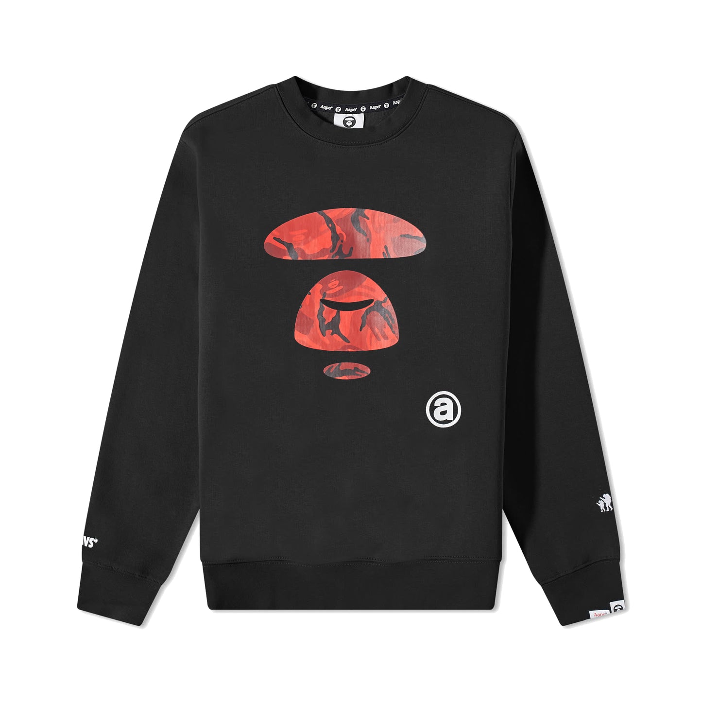 AAPE By A Bathing Ape Camo Big Face Crewneck Sweater Black