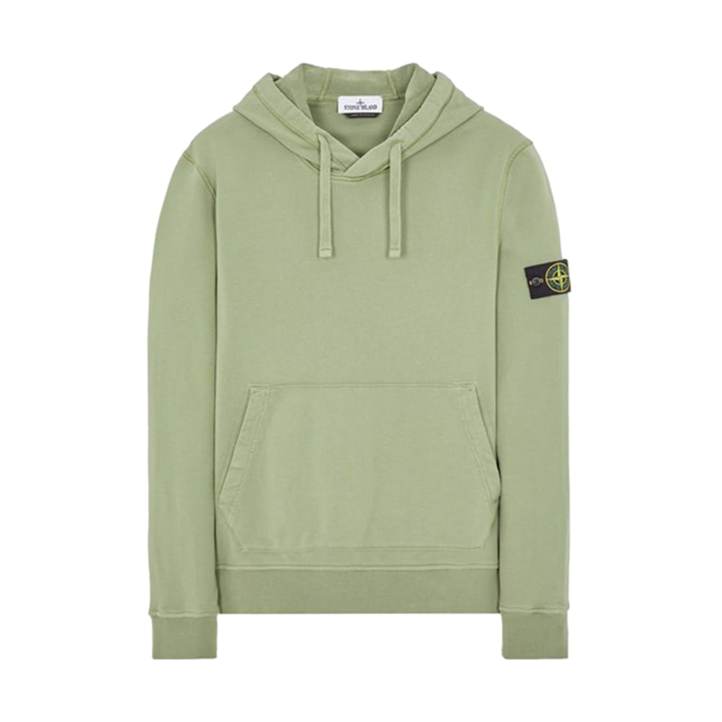 Stone Island Brushed Cotton Fleece Pullover Hoodie Sage Green