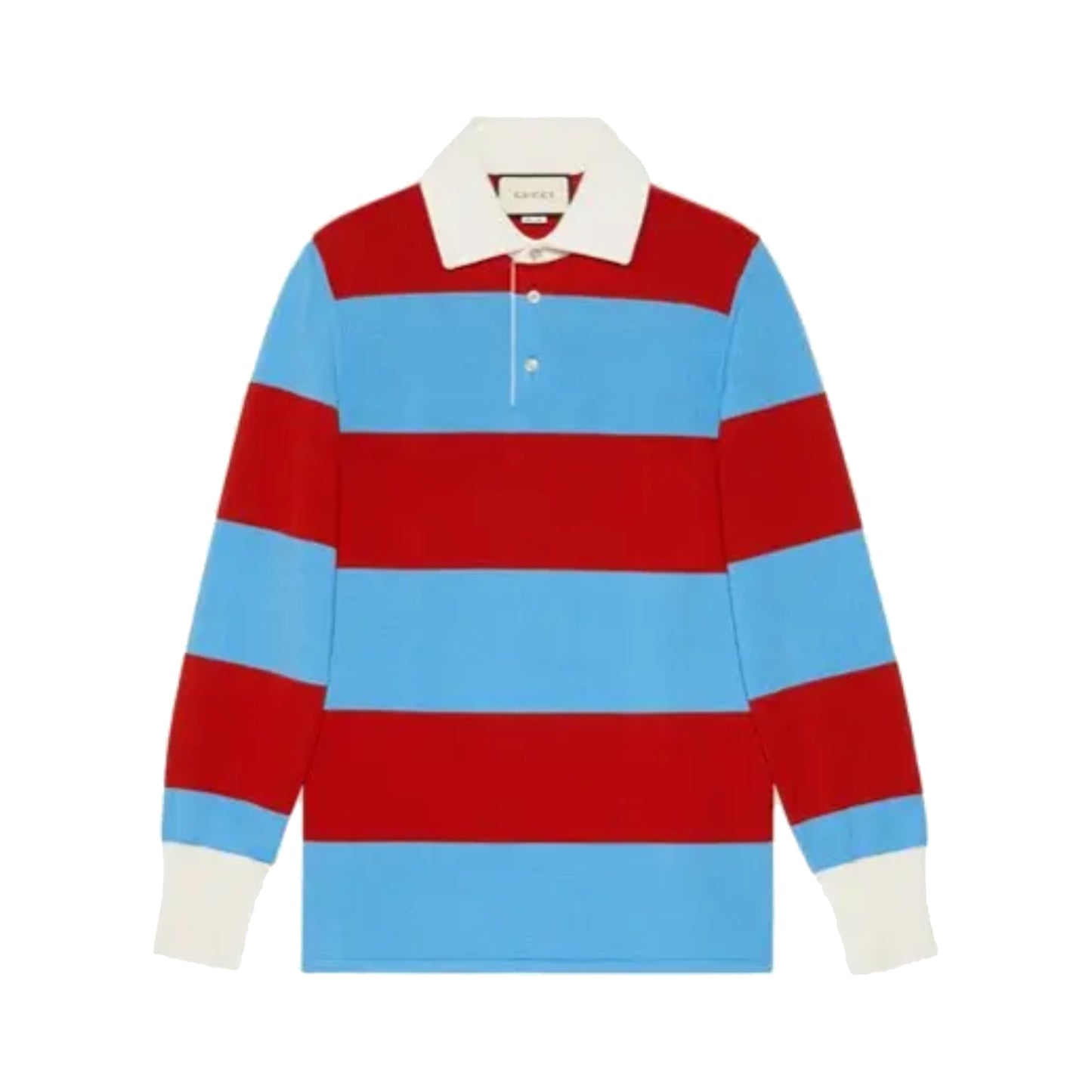 Gucci Thanatos Wool Polo Sweater With Blue & Red Stripes