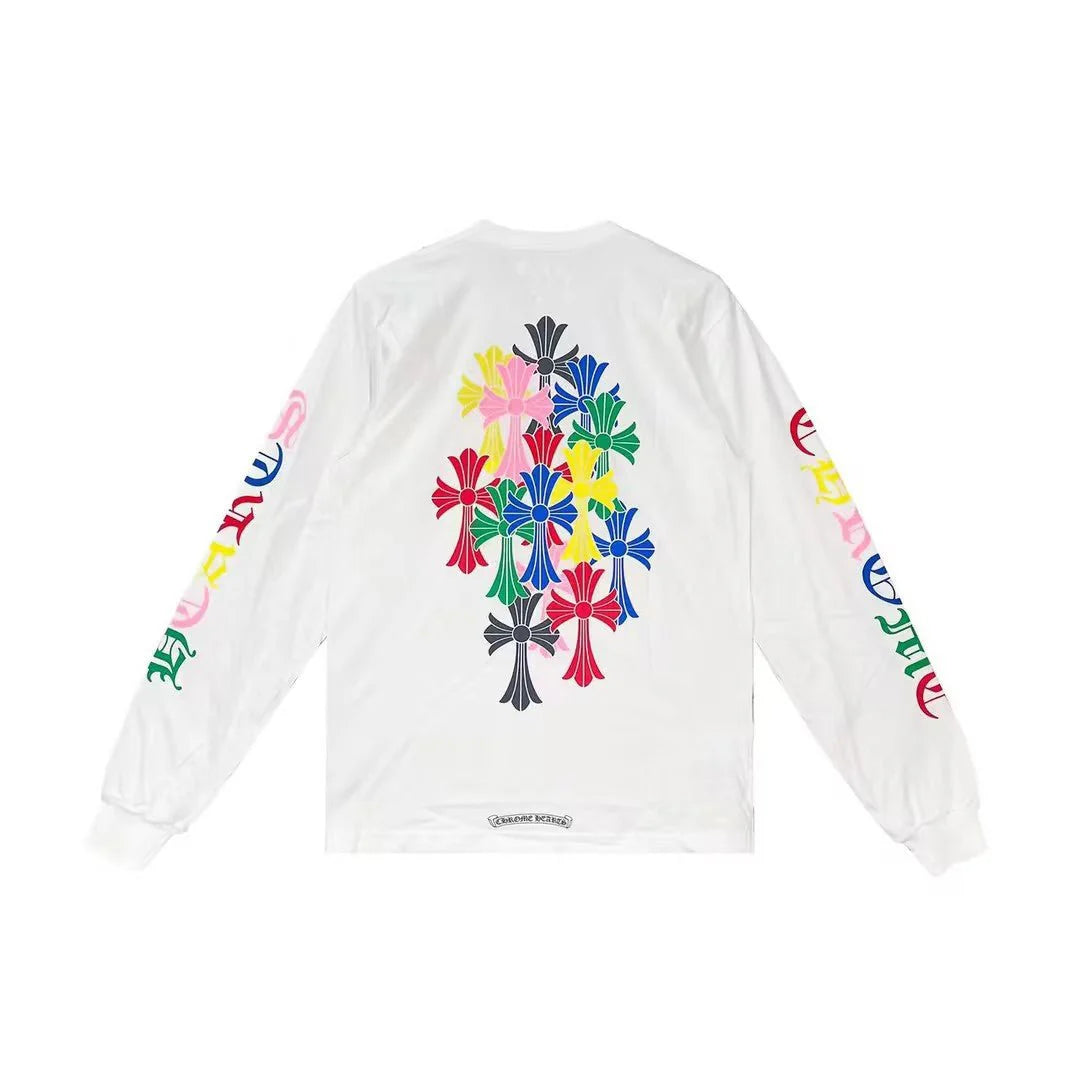 Chrome Hearts Multi Color Cross Long Sleeve T-Shirt White