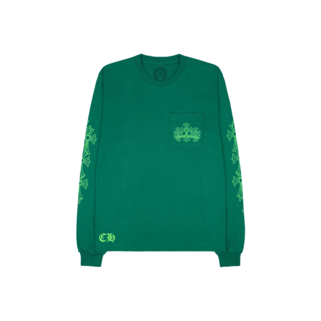 Chrome Hearts Cemetery Cross Long Sleeve Kelly Green/Glo Green