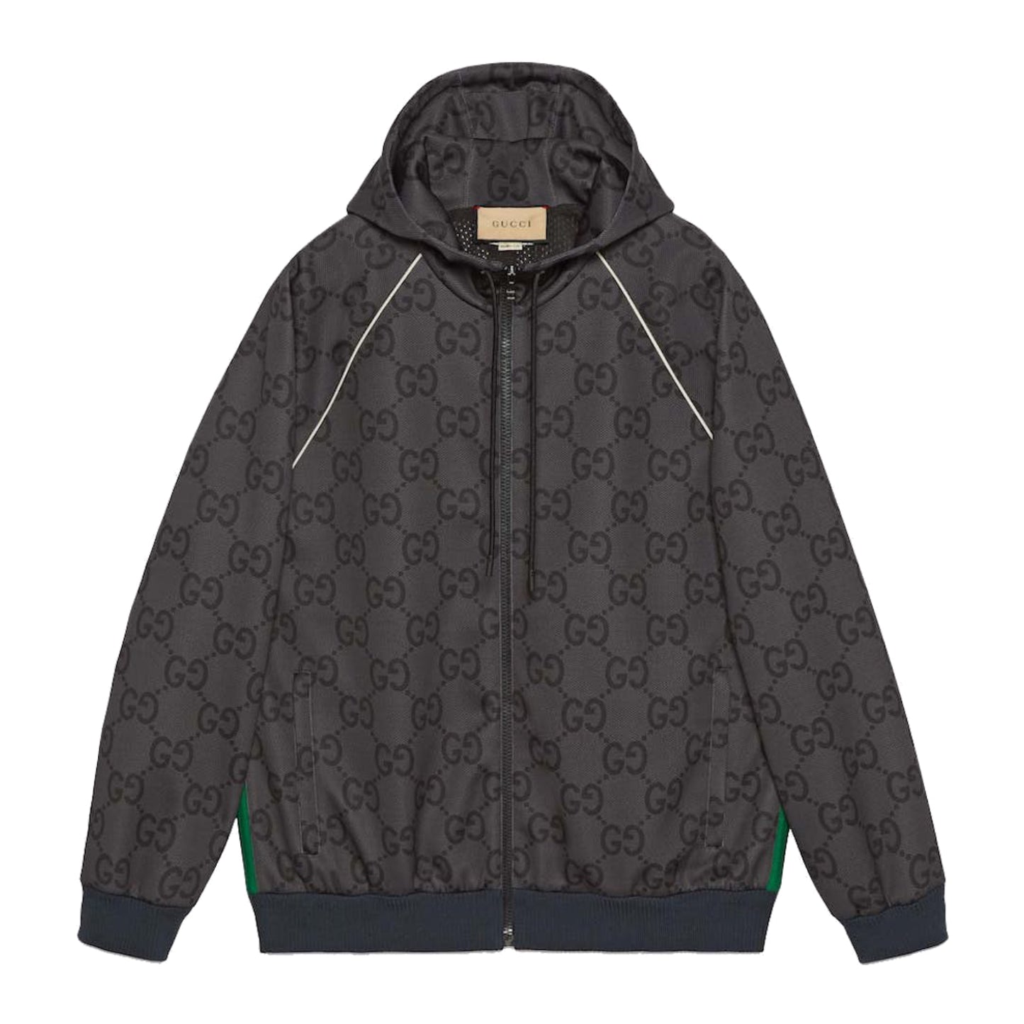 Gucci Jumbo GG Zip Jacket with Web Grey/Dark Grey