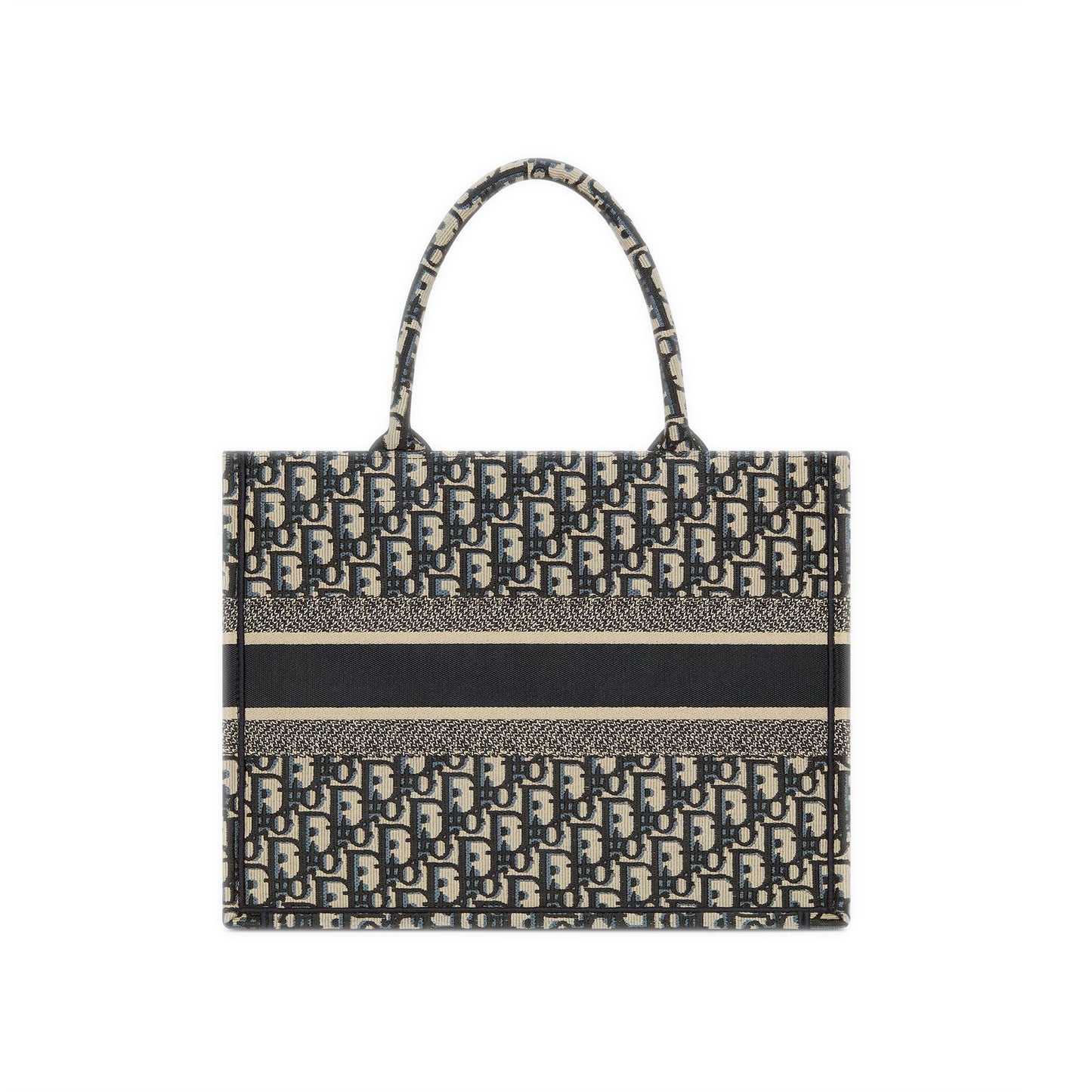 Dior Book Tote Bag Ecru & Blue Dior Oblique Embroidery