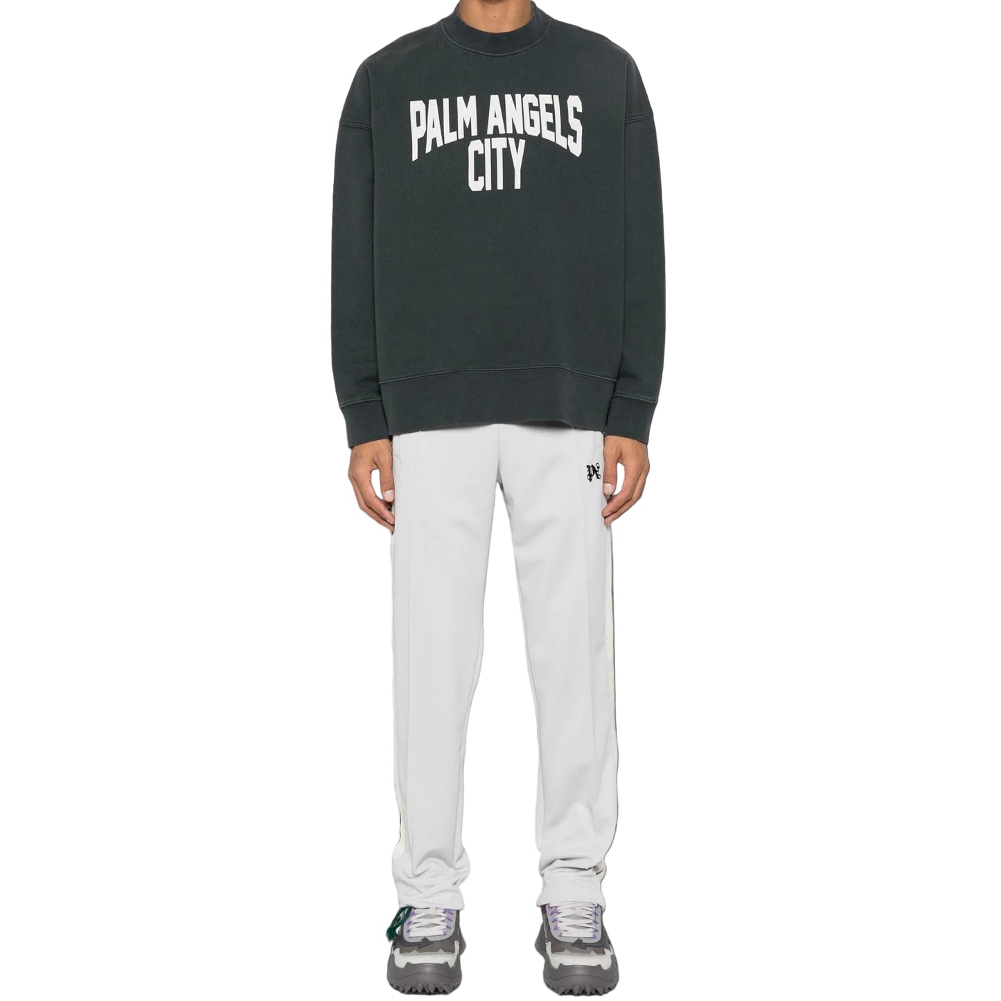 Palm Angels PA City Washed Crewneck Dark Grey/White