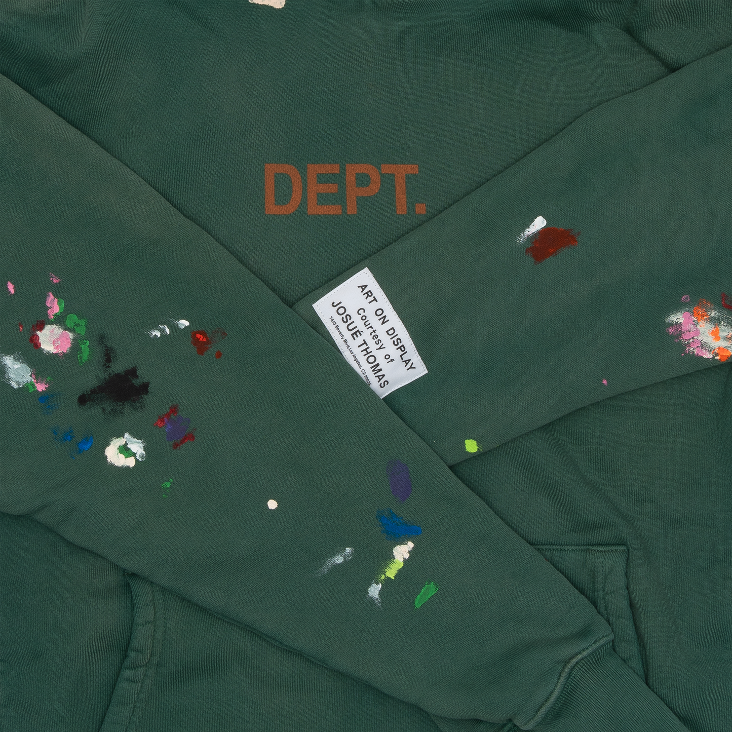 Gallery Dept. Center Logo Paint Splatter Hoodie Green