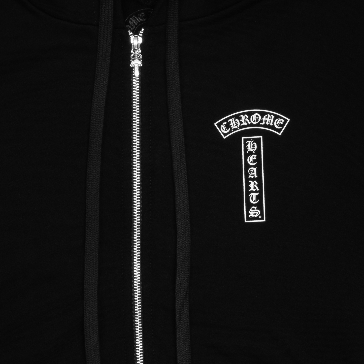 Chrome Hearts T Logo USA Shoulder Zip Up Hoodie Black