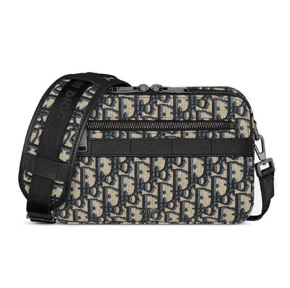 Christian Dior Safari Bag with Strap Beige and Black Dior Oblique Jacquard
