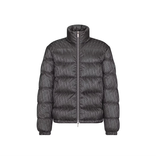 Dior Oblique Nylon Jacquard Down Jacket Grey