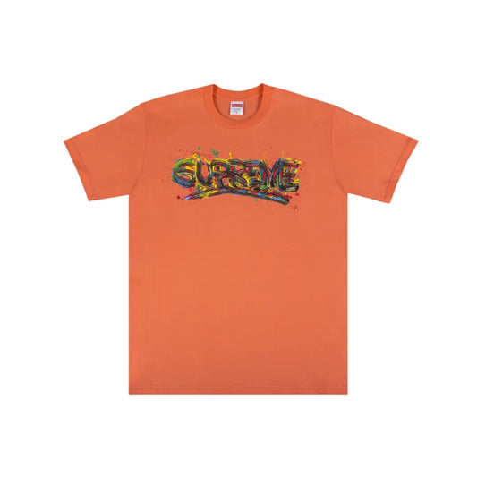 Supreme Paint Logo Tee 'Neon Orange'