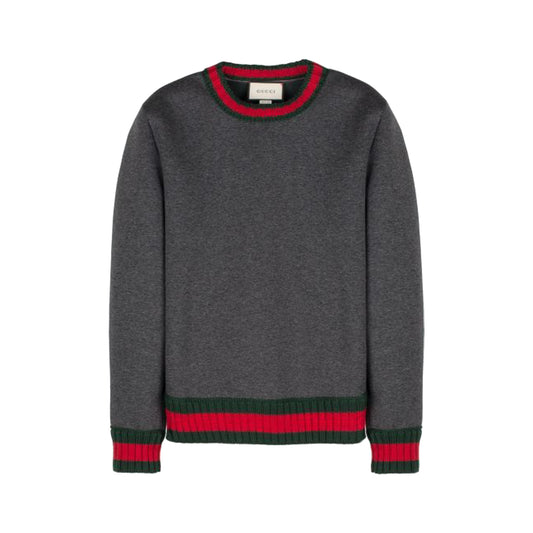 Gucci Stripped Knit Crewneck Sweater Grey