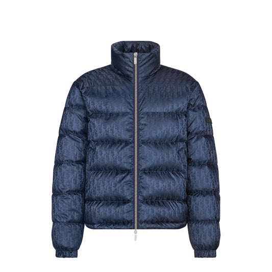 Dior Oblique Nylon Jacquard Down Jacket Navy