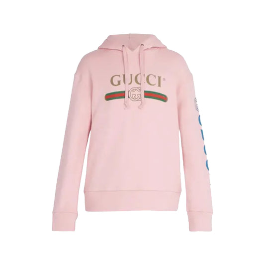 Gucci International Embroidered Dragon Pullover Hoodie Pink