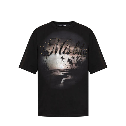 Misbhv Graphic Malibu Sunset Print T-Shirt Black