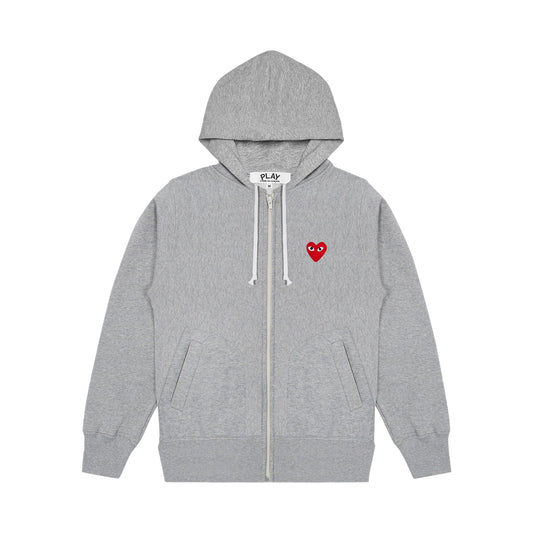 Comme des Garçons PLAY Multi Heart Zip Up Hoodie Grey
