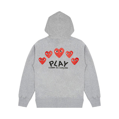 Comme des Garçons PLAY Multi Heart Zip Up Hoodie Grey