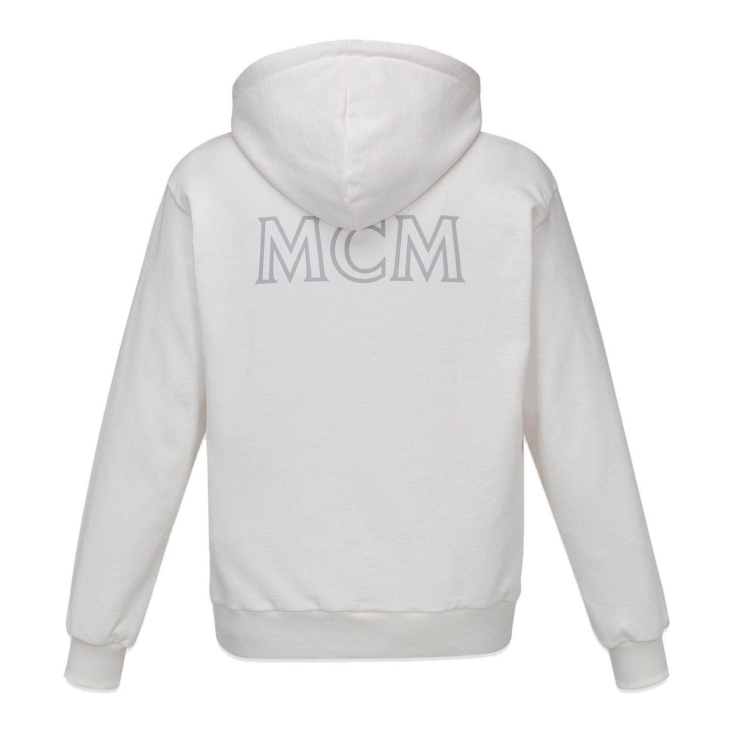 MCM Essentials Logo Organic Cotton Zip Up Hoodie Egret