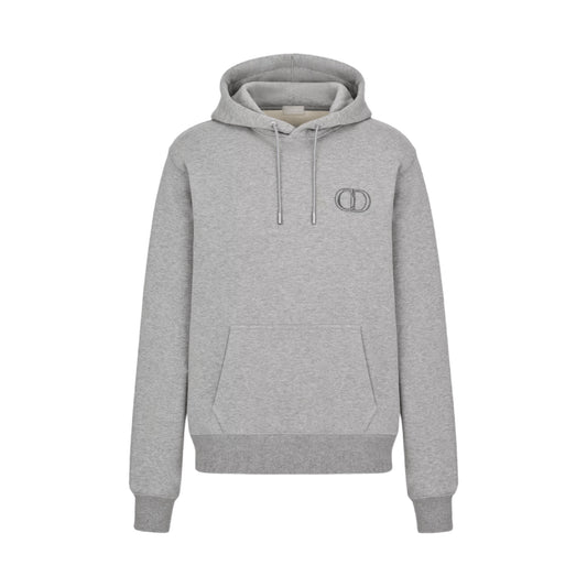 Dior CD Icon Hooded Sweatshirt Cotton Fleece Gray