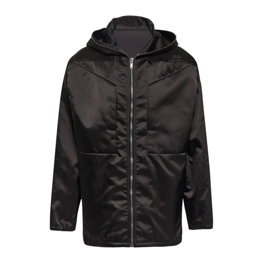 Rick Owen Lido Oversized Technical Hooded Jacket Black