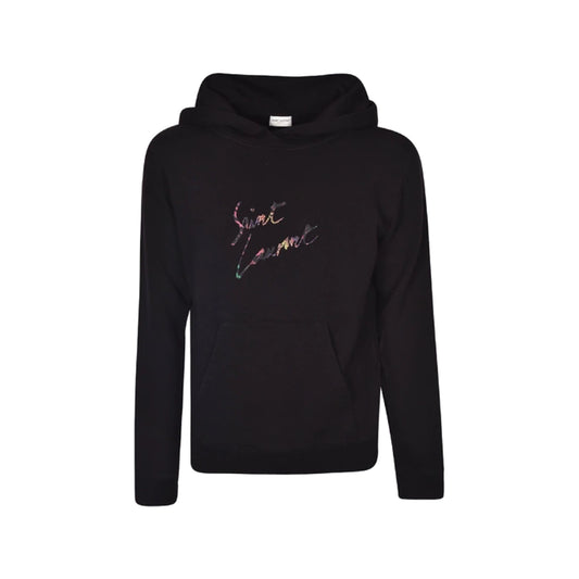 Saint Laurent Animal Logo Print Hoodie Black