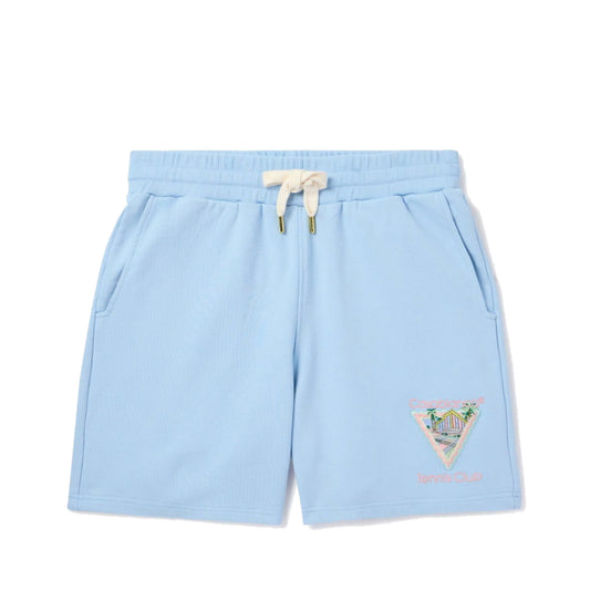 Casablanca Maison De Reve Embroidered Logo Cotton Jersey Shorts Blue
