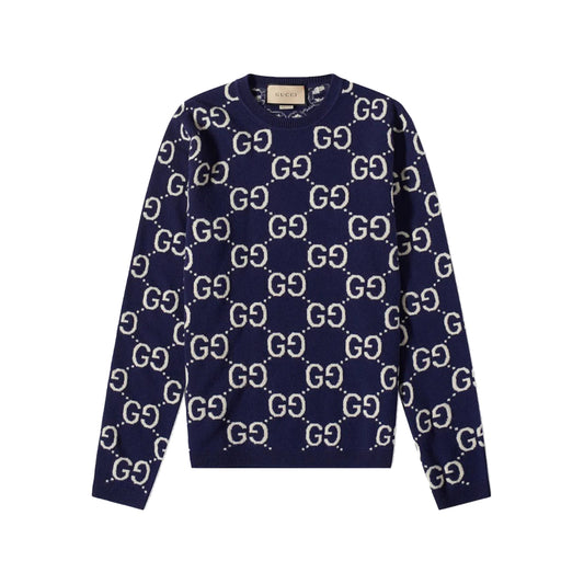 Gucci GG All Over Crewneck Sweater Navy
