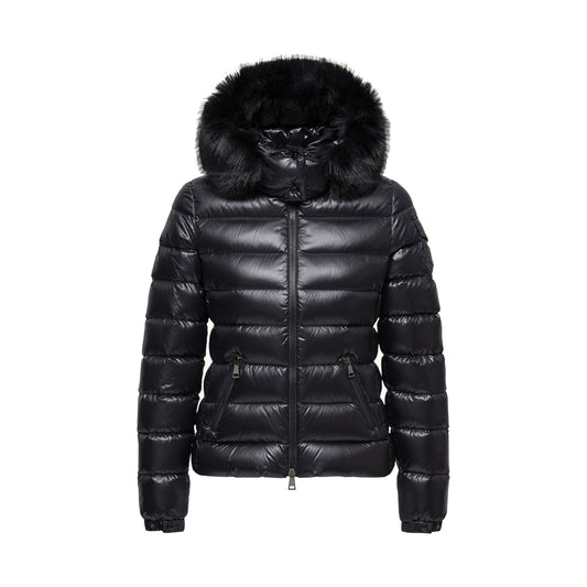 Moncler Badyf Faux Fur-Trimmed Hooded Short Down Jacket Black