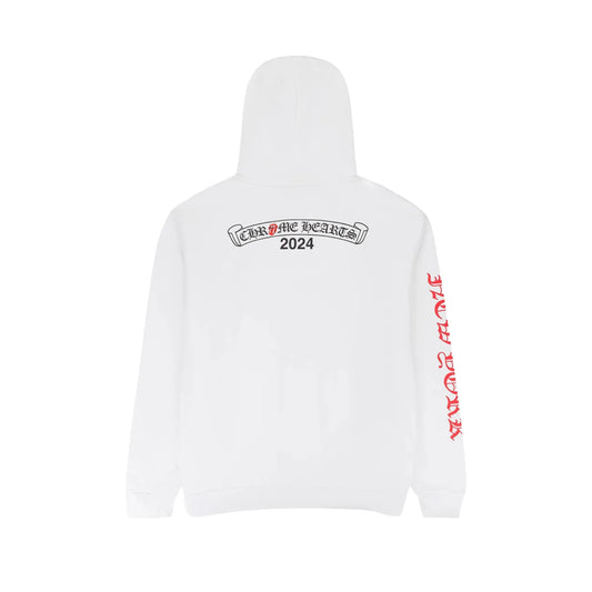 Chrome Hearts Rolling Stones Scroll Logo Hoodie White