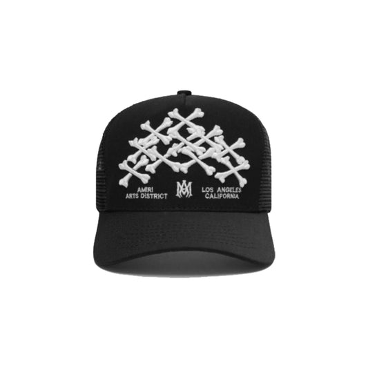 Amiri Bones Stacked Trucker Hat Black/White