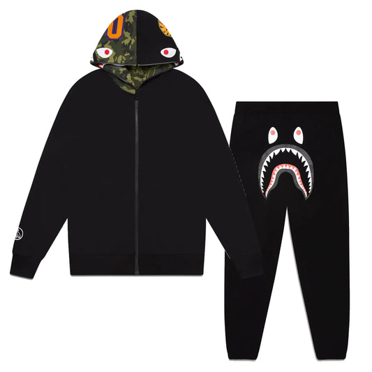 OVO x BAPE Camo Shark Reversible Full Set Tracksuit Black/Camo