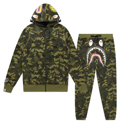 OVO x BAPE Camo Shark Reversible Full Set Tracksuit Black/Camo