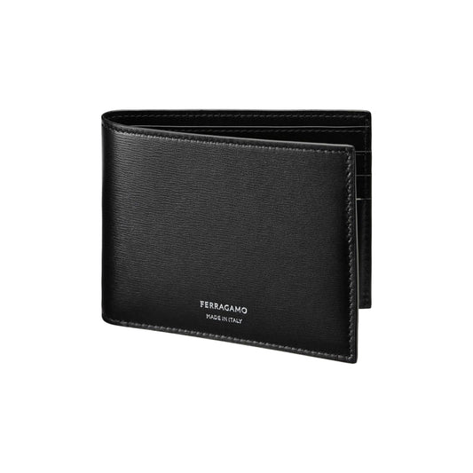 Ferragamo Embossed Logo Leather Bifold Wallet Black