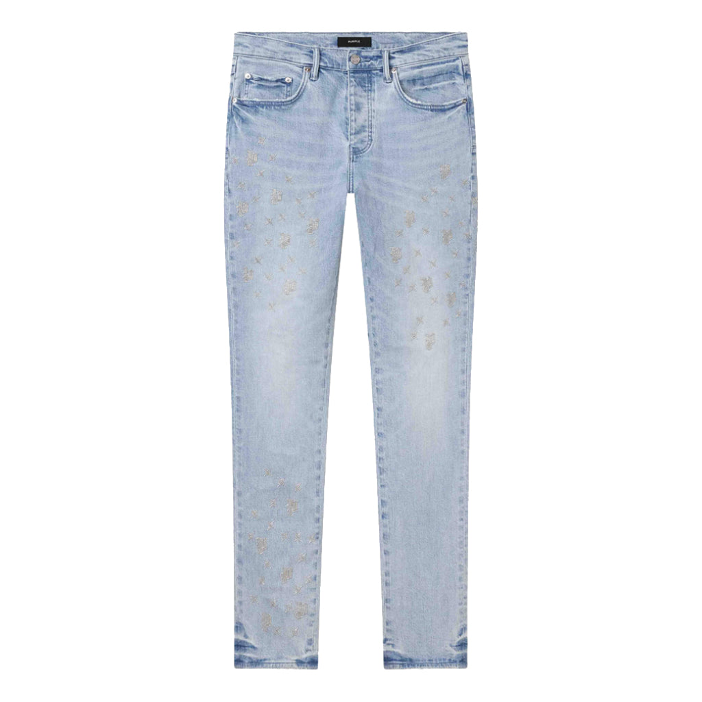 Purple Brand Beaded Monogram Jeans Light Indigo